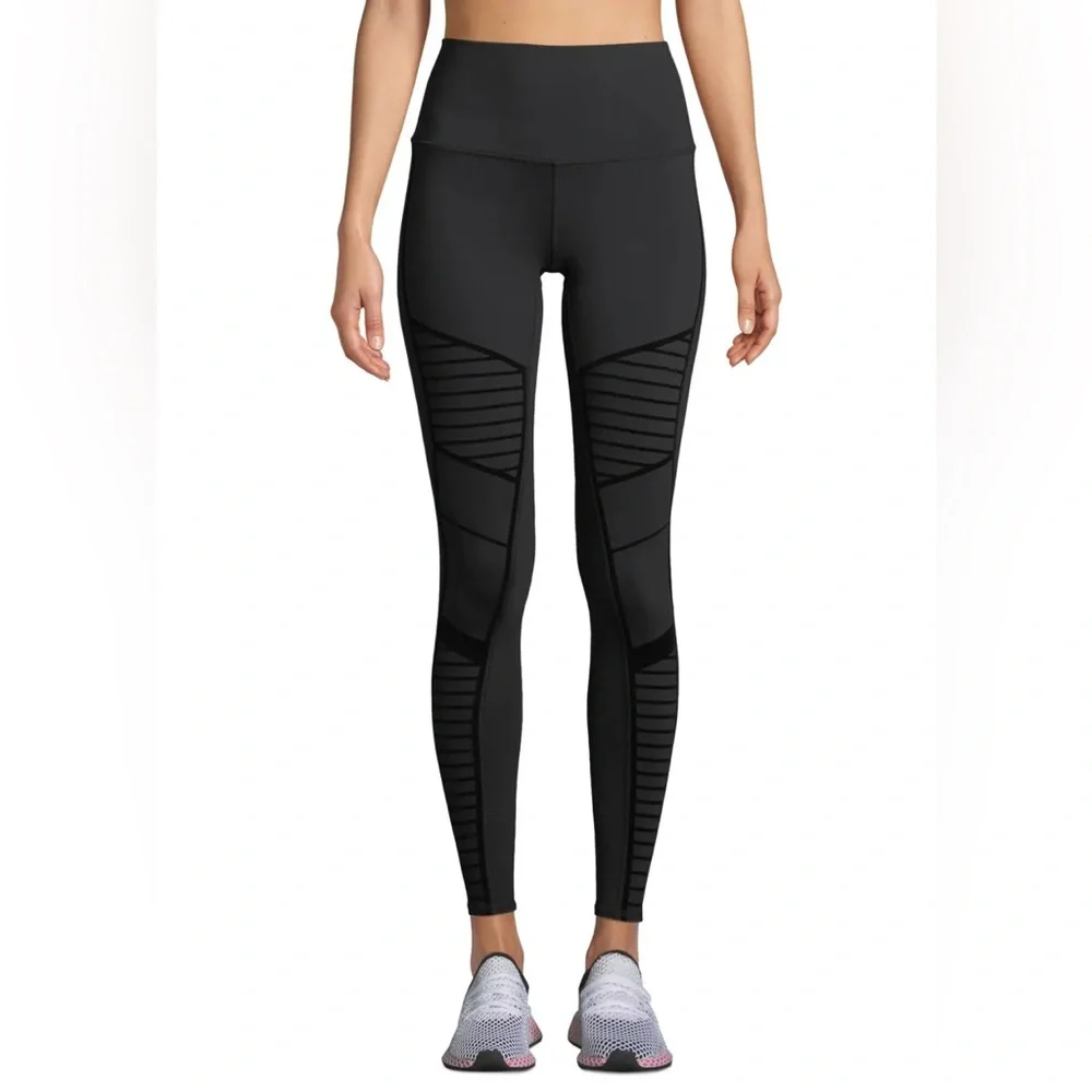 Alo Yoga Flocked High-Waist Moto Leggings Full‎ Length Size Small